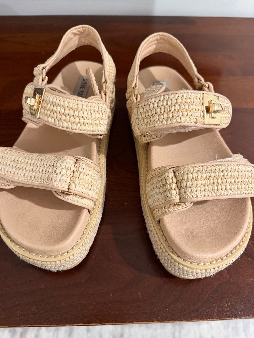 Steve Madden Beige Woven Strap Kids Sandals